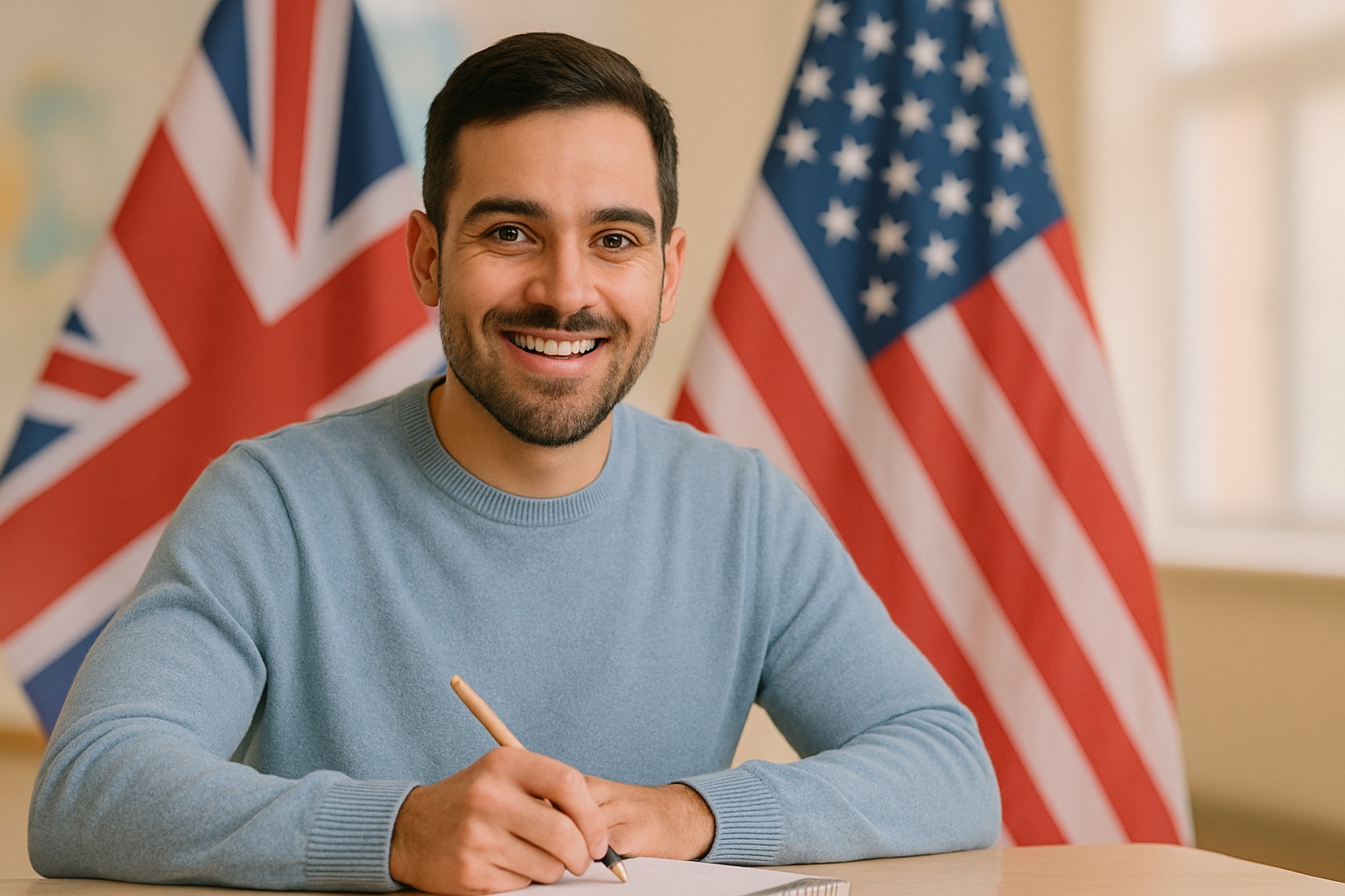 aluno do curso de inglês